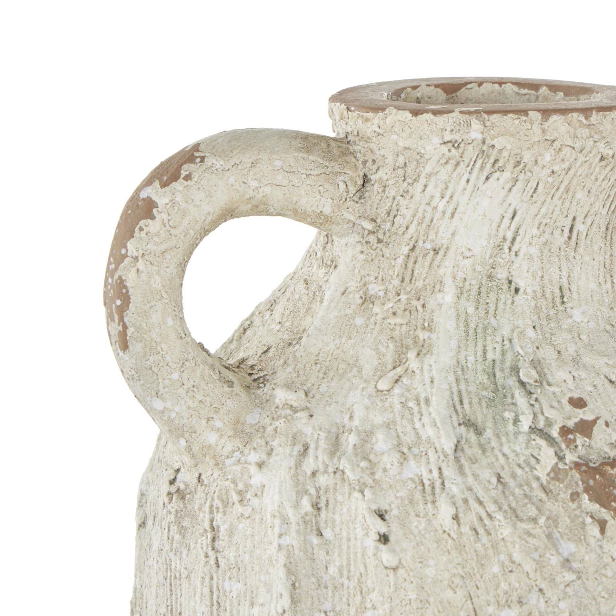 22" Cream Magnesium Oxide Textured Amphora Vase with Handles